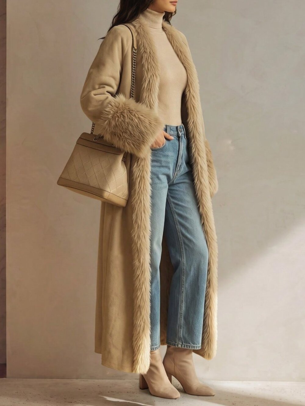 Camel Casual Women's Regular Fit Drop Shoulder Long Sleeve Coat